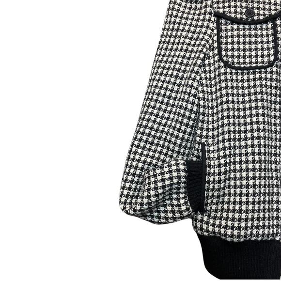 VTG Billabong Black/White Houndstooth Tweed Wool Blend Full Zip Puffed Shoulder - Picture 7 of 14